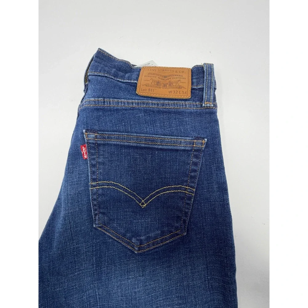 Levi's 511 Slim‎ Fit Jeans Mens W32 L34 Blue Medium Indigo Denim Classic